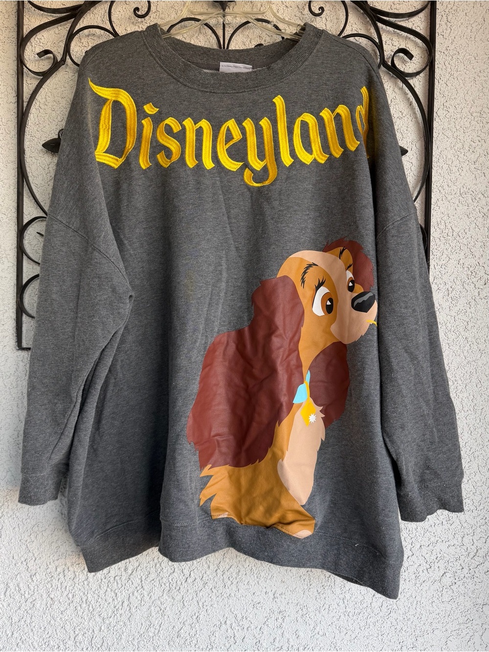 Disney Grey 'Lady & Tramp Graphic Dog Sweatshirt with Yellow Embroidered Script
